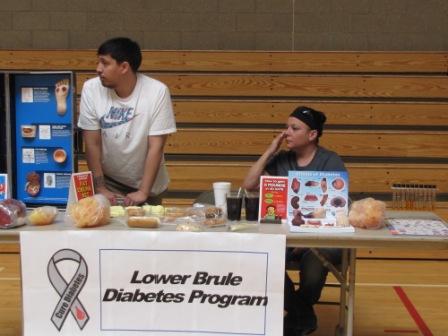 Two men displaying presentation on diabetes